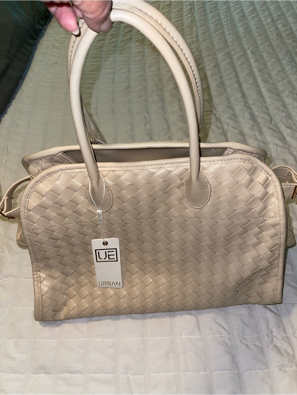 Urban Expressions Cream Woven Dome Satchel